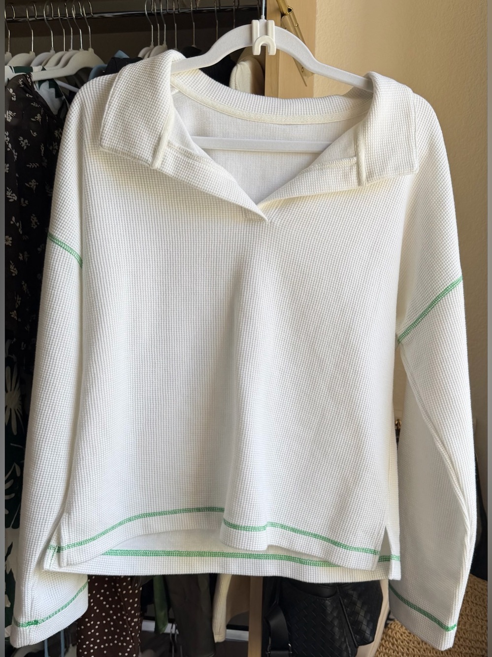 Waffle Knit Long Sleeve Shorts Set - Picture 3 of 7